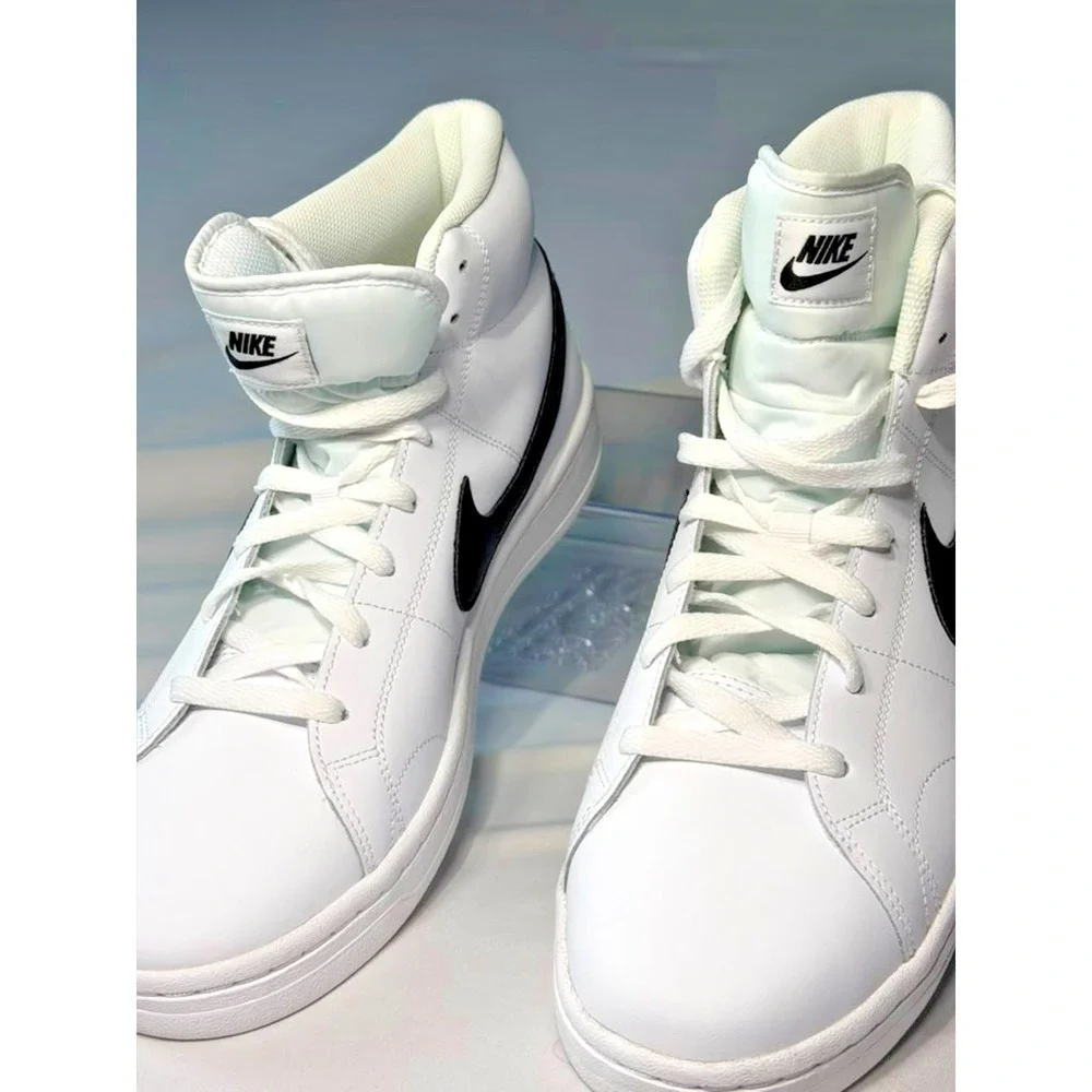 Nike Court Borough Mid 2 White Black Men's Size US 11.5 New CD7782-101